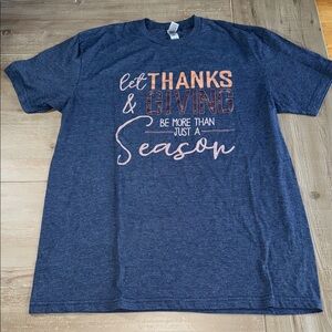 Gildan Heat Midnight Navy Thanksgiving Short Sleeve T Shirt - Large